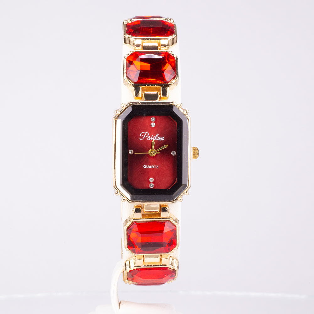 Ceas din Aliaj Placat cu Aur ( 200 grame ) cu Cristal Roșu Emporia®
