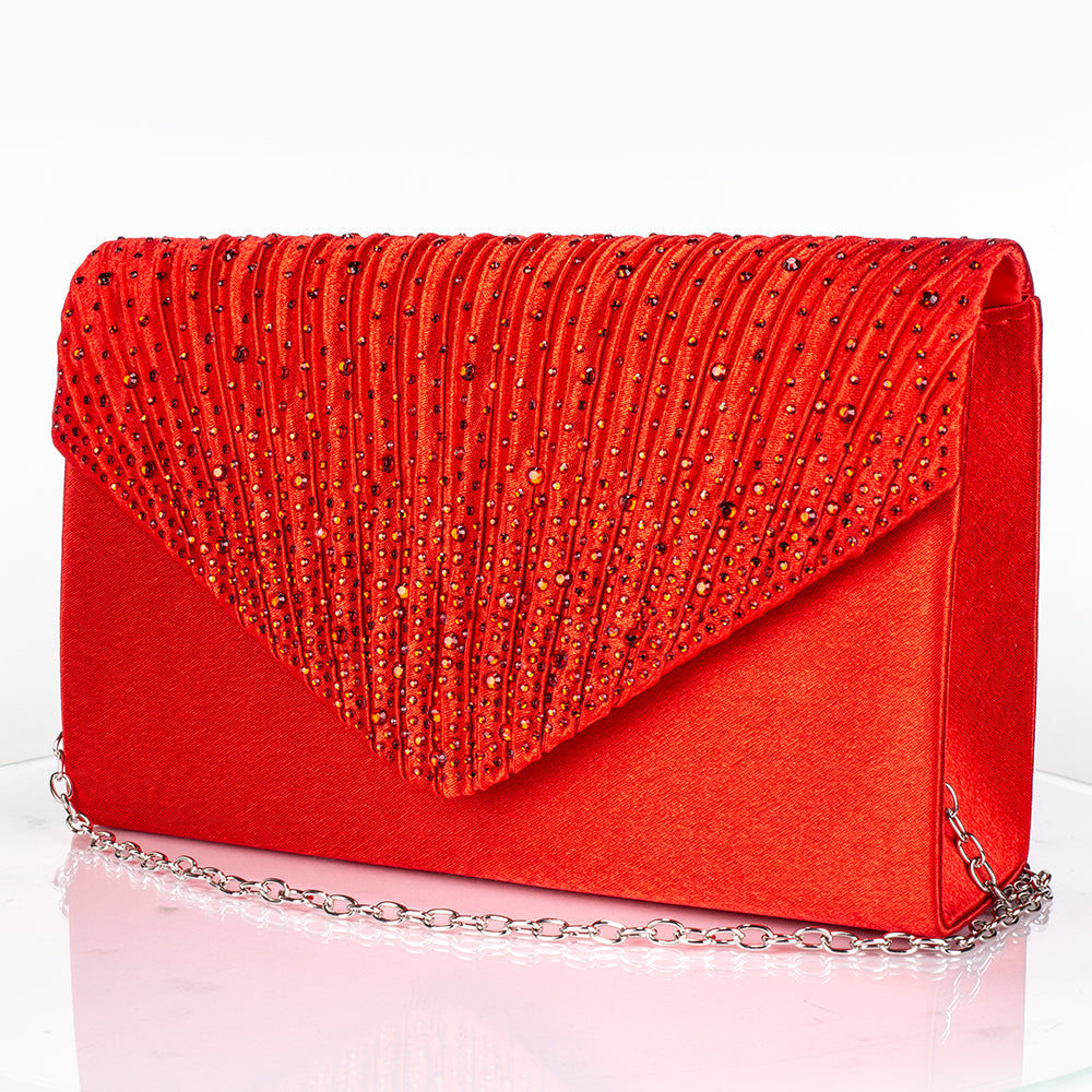 Geantă din Aliaj Placat cu Aur ( 225 grame ) cu Cristal Roșu Emporia® și Cristal Alb Emporia® ( Colier+Cercei+Brățară+Inel ) 2 