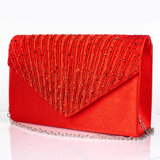 Geantă din Aliaj Placat cu Aur ( 225 grame ) cu Cristal Roșu Emporia® și Cristal Alb Emporia® ( Colier+Cercei+Brățară+Inel )