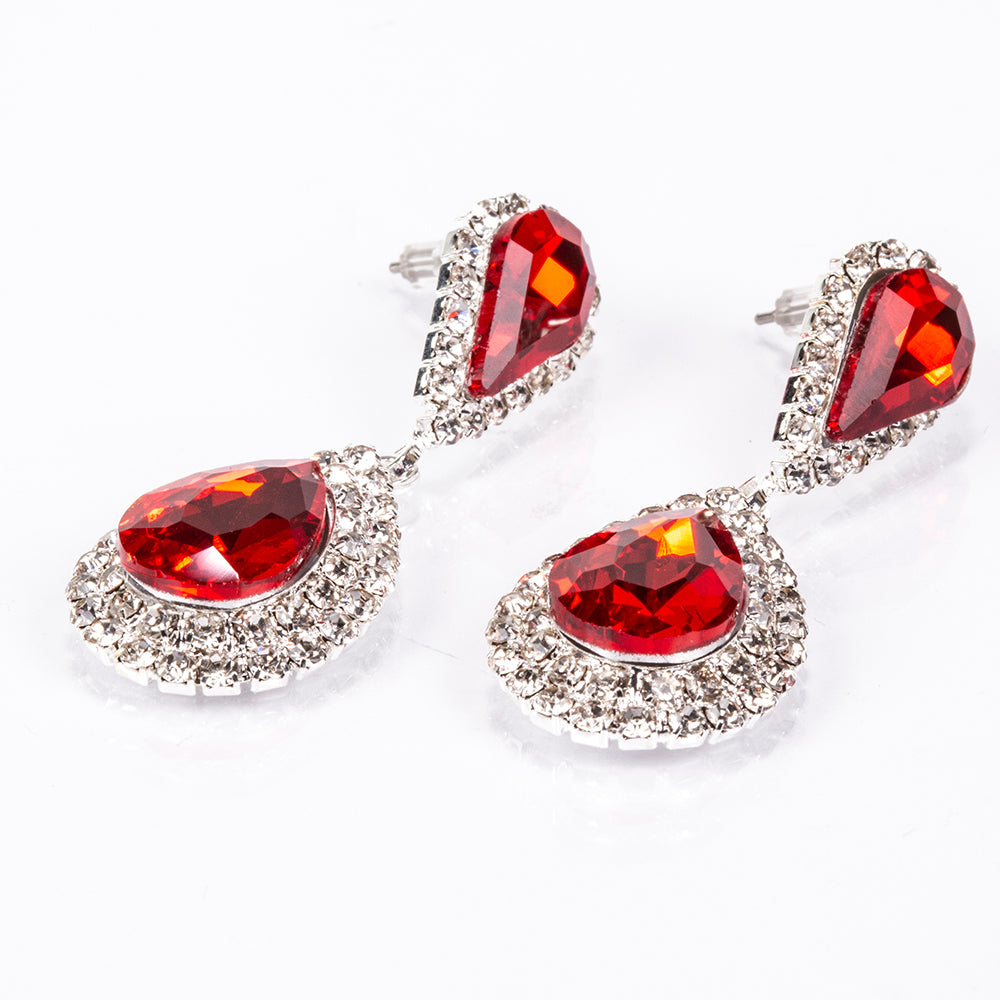 Geantă din Aliaj Placat cu Aur ( 225 grame ) cu Cristal Roșu Emporia® și Cristal Alb Emporia® ( Colier+Cercei+Brățară+Inel )