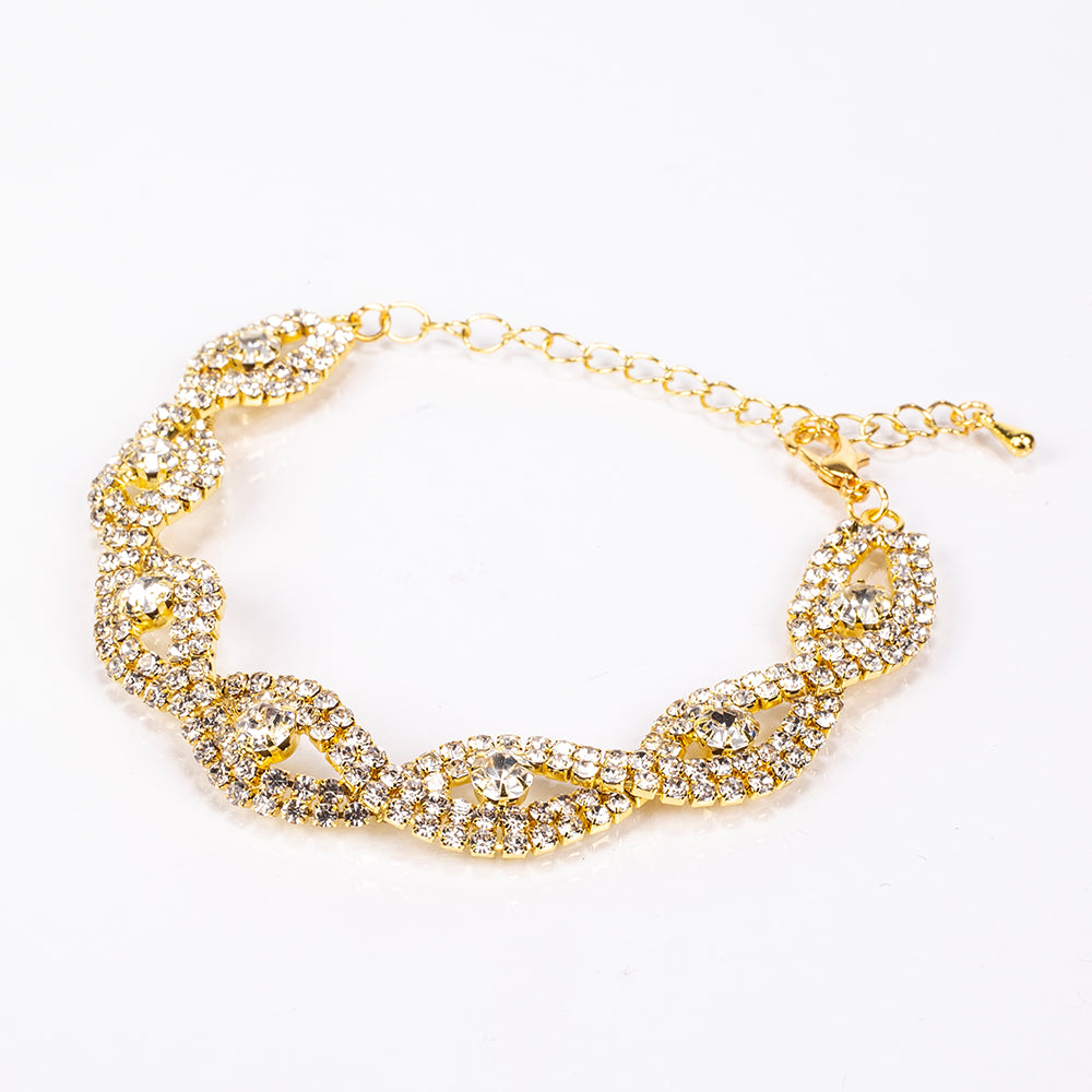 Geantă din Aliaj Placat cu Aur ( 198 grame ) cu Cristal Alb Emporia® ( Colier+Cercei+Brățară+Inel ) 2 