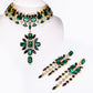 Set din Aliaj Placat cu Aur ( 100 grame ) cu Cristal Verde Emporia® și Cristal Alb Emporia® ( Colier+Cercei )