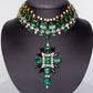 Set din Aliaj Placat cu Aur ( 100 grame ) cu Cristal Verde Emporia® și Cristal Alb Emporia® ( Colier+Cercei )