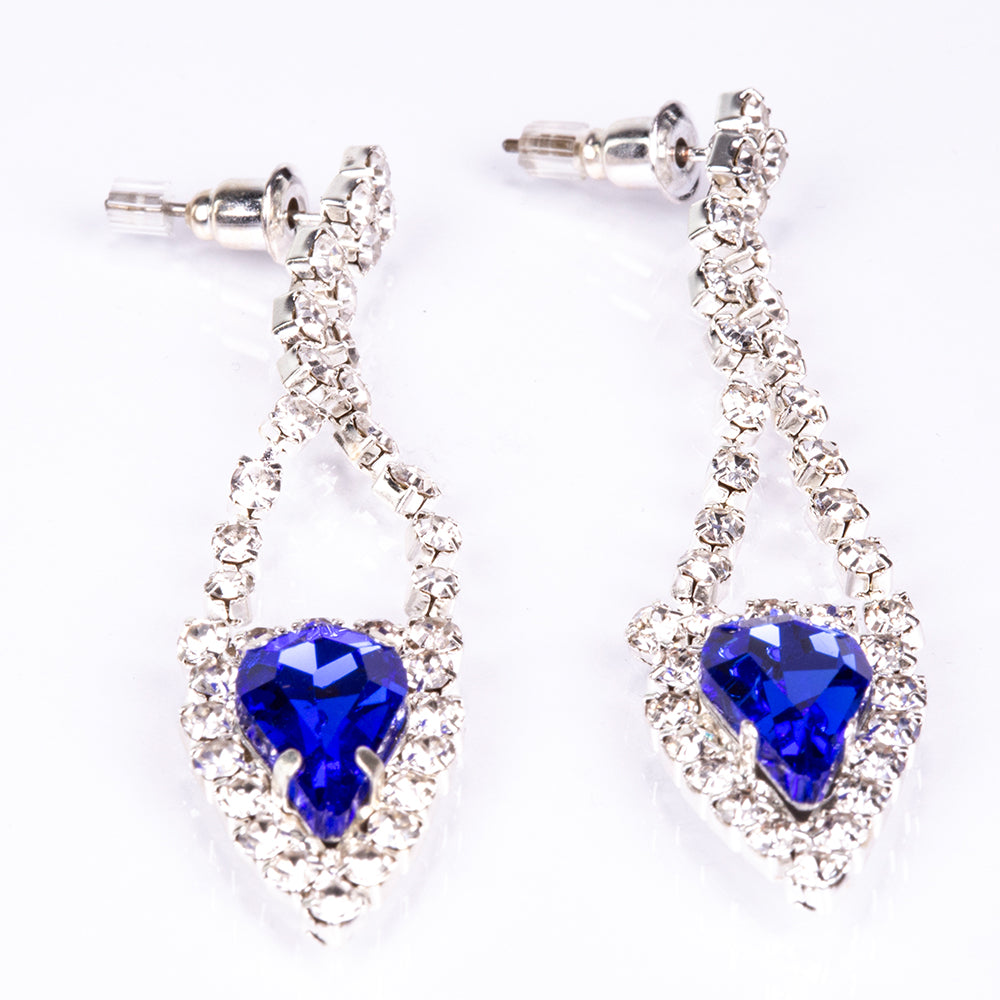 Set din Aliaj Placat cu Aur ( 44 grame ) cu Cristal Albastru Emporia® și Cristal Alb Emporia® ( Colier+Cercei ) 3 