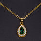 Set din Aliaj Placat cu Aur ( 13 grame ) cu Cristal Verde Emporia® și Cristal Alb Emporia® ( Colier+Cercei+Brățară+Inel+Pandantiv )