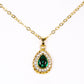 Set din Aliaj Placat cu Aur ( 13 grame ) cu Cristal Verde Emporia® și Cristal Alb Emporia® ( Colier+Cercei+Brățară+Inel+Pandantiv )