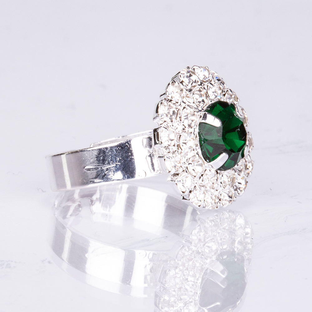 Set din Aliaj Placat cu Aur ( 30 grame ) cu Cristal Verde Emporia® și Cristal Alb Emporia® ( Colier+Cercei+Brățară+Inel )