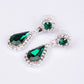 Set din Aliaj Placat cu Aur ( 30 grame ) cu Cristal Verde Emporia® și Cristal Alb Emporia® ( Colier+Cercei+Brățară+Inel )