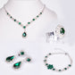 Set din Aliaj Placat cu Aur ( 30 grame ) cu Cristal Verde Emporia® și Cristal Alb Emporia® ( Colier+Cercei+Brățară+Inel )