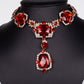 Set din Aliaj Placat cu Aur ( 147.2 grame ) cu Cristal Roșu Emporia® și Cristal Alb Emporia® ( Colier+Cercei )