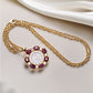 Colier din Aliaj Placat cu Aur ( 1.09 grame ) cu Rubin și Cristal Alb Emporia® 5.46 Carate