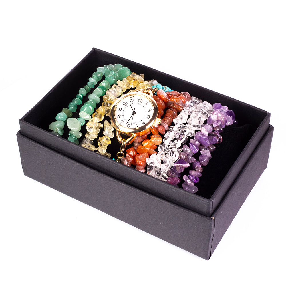 Ceas din Aliaj Placat cu Aur ( 170 grame ) cu Turcoaz și Ametist 537 Carate ( Brățară )