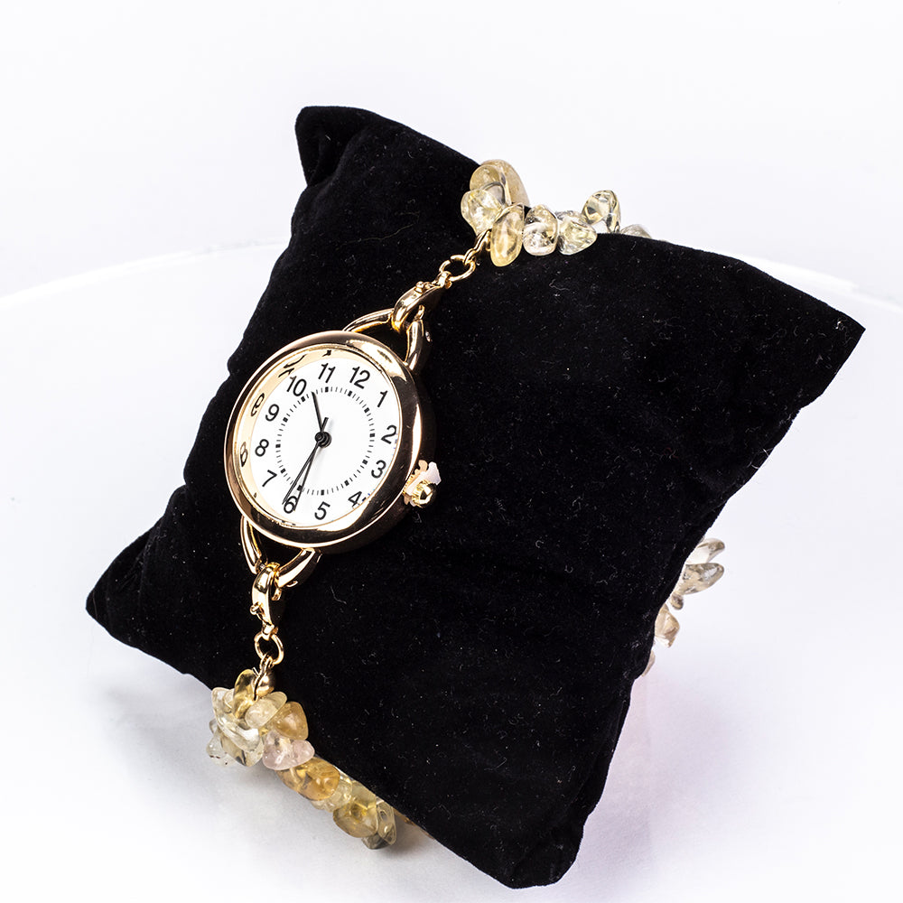 Ceas din Aliaj Placat cu Aur ( 170 grame ) cu Turcoaz și Ametist 537 Carate ( Brățară ) 7 