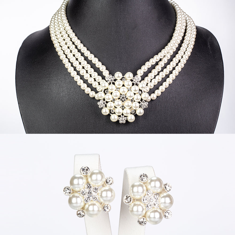 Set din Aliaj Placat cu Aur ( 120 grame ) cu Perlă de cristal și Cristal Alb Emporia®
