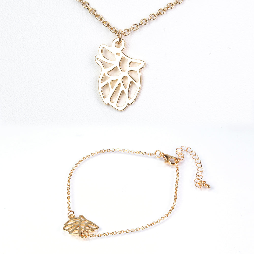 Set din Aliaj Placat cu Aur ( 6.5 grame ) ( Colier+Brățară ) 4 