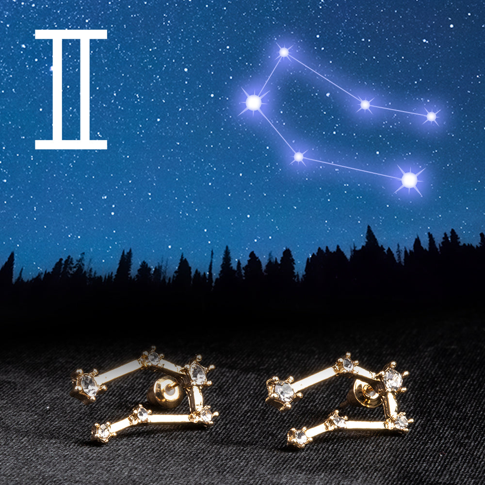 Gemeni Cercei din Aliaj Placat cu Aur ( 29 grame ) cu Cristal Alb Emporia®