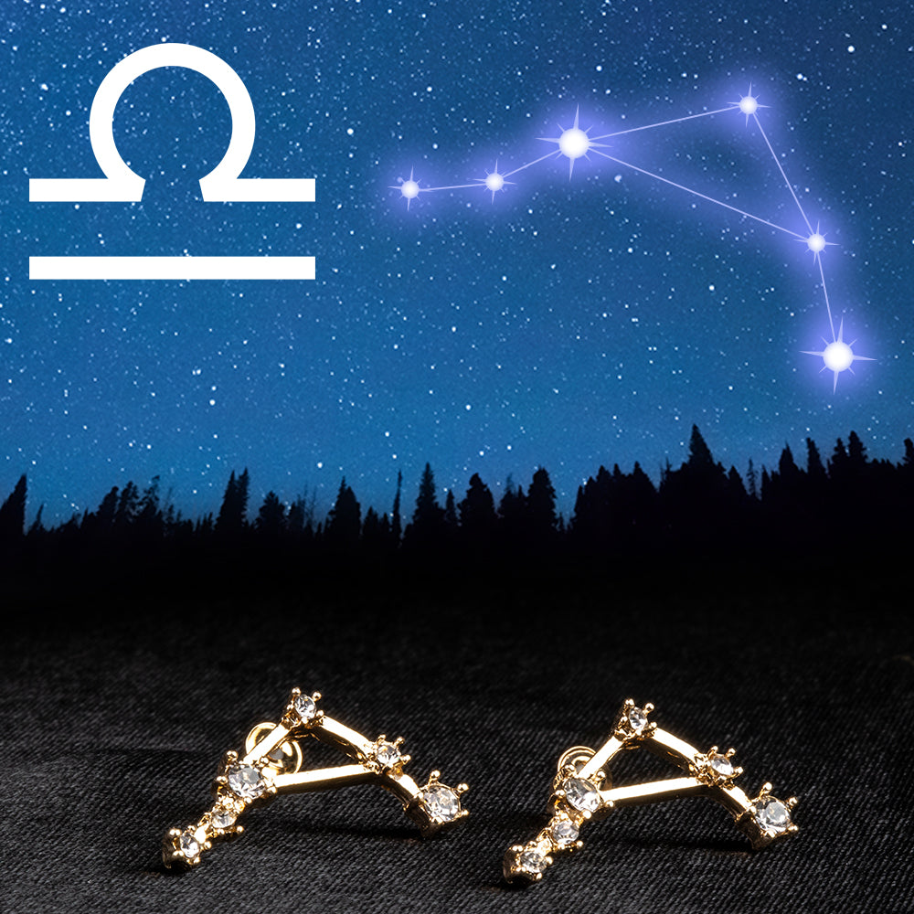 Balanţă Cercei din Aliaj Placat cu Aur ( 29 grame ) cu Cristal Alb Emporia®