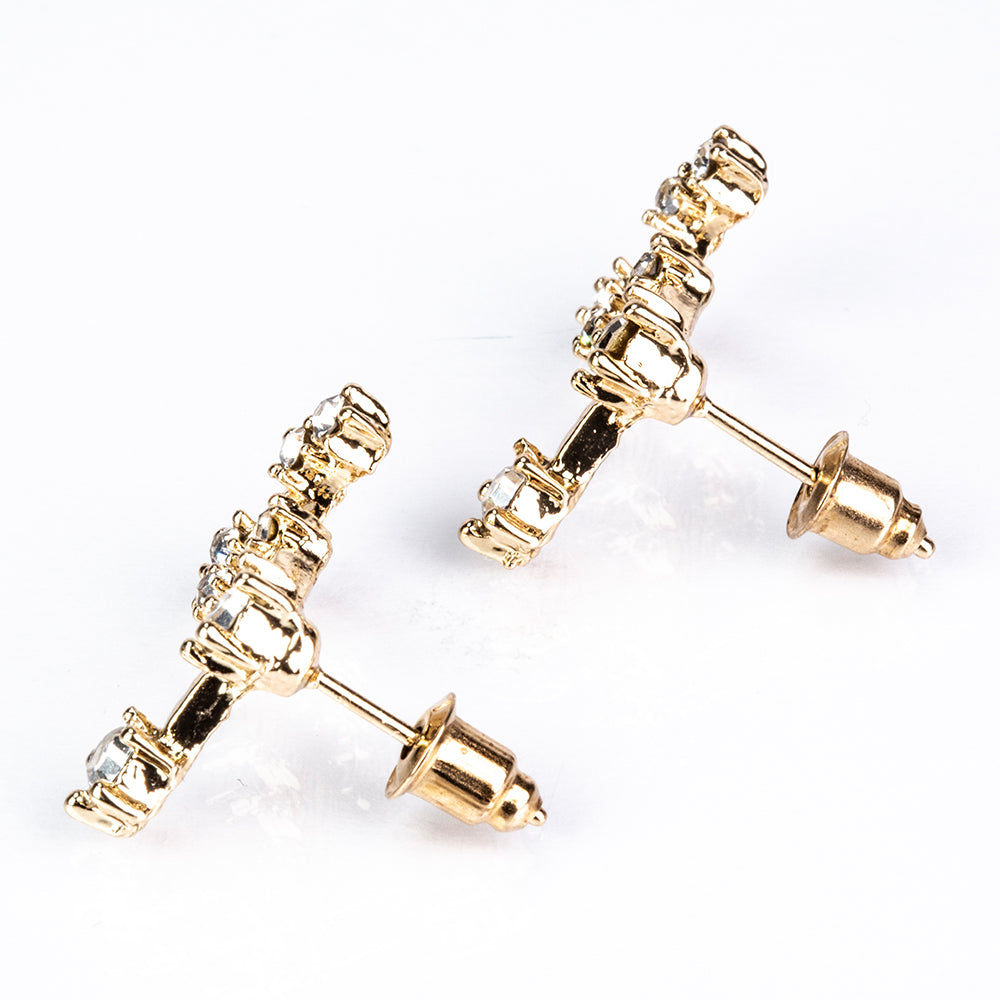 Leu Cercei din Aliaj Placat cu Aur ( 29 grame ) cu Cristal Alb Emporia®