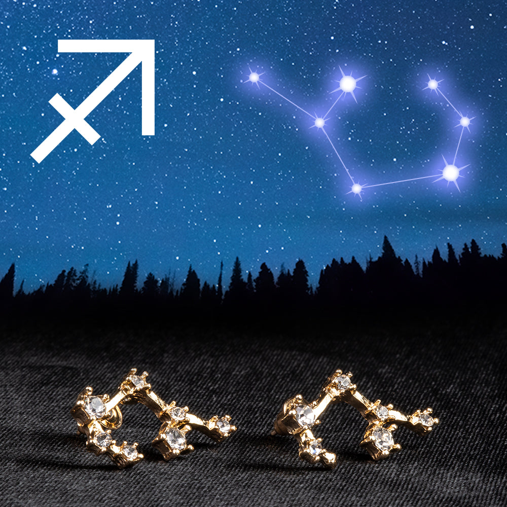 Săgetător Cercei din Aliaj Placat cu Aur ( 29 grame ) cu Cristal Alb Emporia® 1 