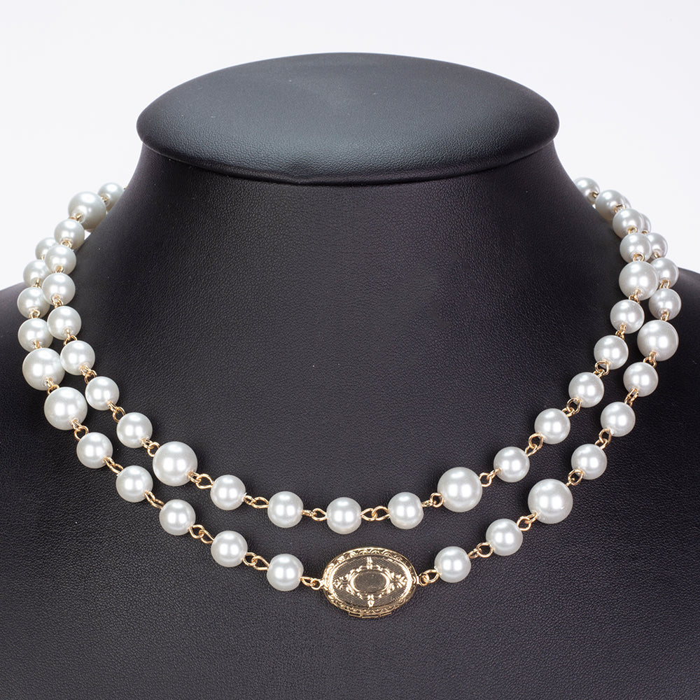 Colier din Aliaj Placat cu Aur ( 53.33 grame ) cu Perlă de cristal 7 