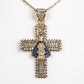 Cruce Colier din Aliaj Placat cu Aur ( 10.5 grame ) cu Cristal Albastru Emporia® și Cristal Alb Emporia® 7.41 Carate