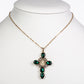 Cruce Colier din Aliaj Placat cu Aur ( 9.5 grame ) cu Cristal Verde Emporia® și Cristal Alb Emporia® 11.8 Carate