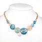Set din Aliaj Placat cu Aur ( 35.29 grame ) cu Email ( Colier+Cercei )