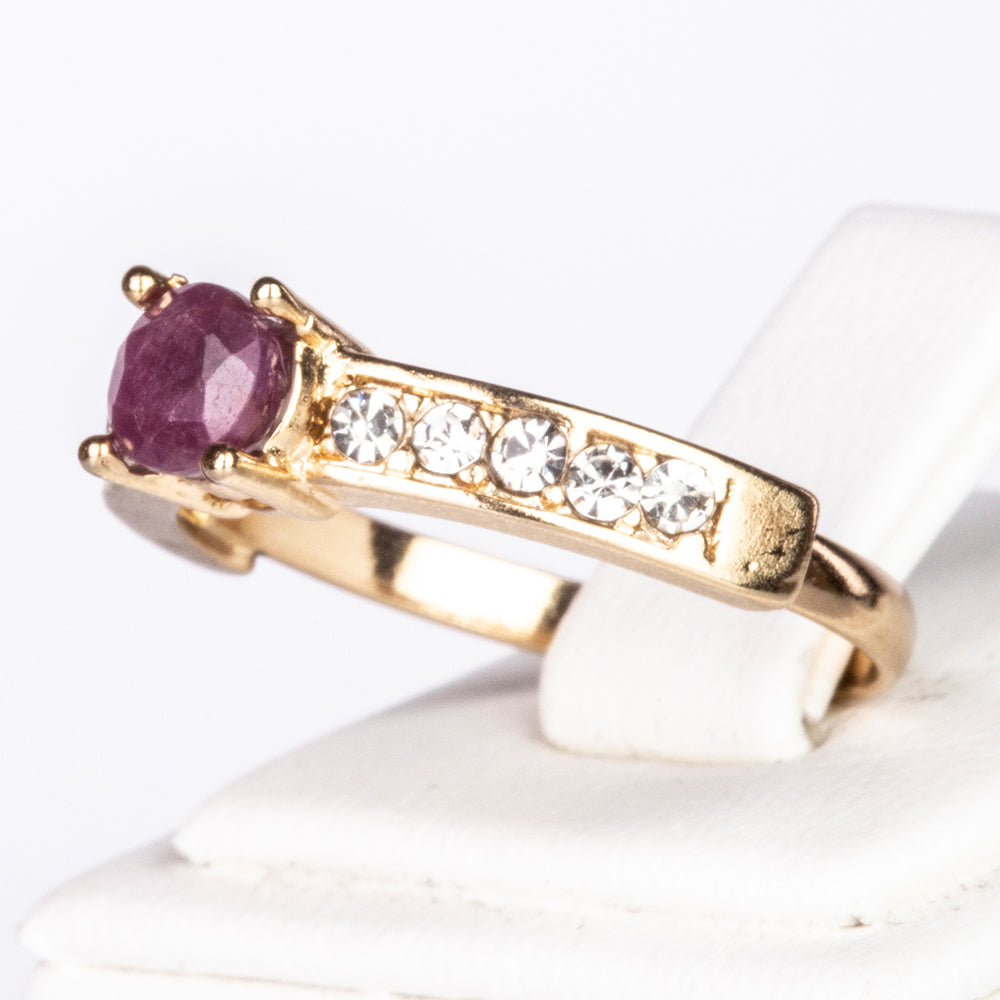 Set din Aliaj Placat cu Aur ( 11 grame ) cu Rubin și Cristal Alb Emporia® 3.04 Carate ( Colier+Cercei+Inel+Pandantiv ) 2 