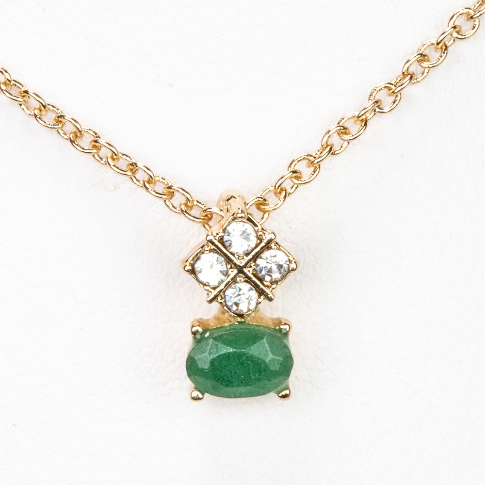 Colier din Aliaj Placat cu Aur ( 5 grame ) cu Smarald și Cristal Alb Emporia® 1.14 Carate ( Colier+Pandantiv ) 1 
