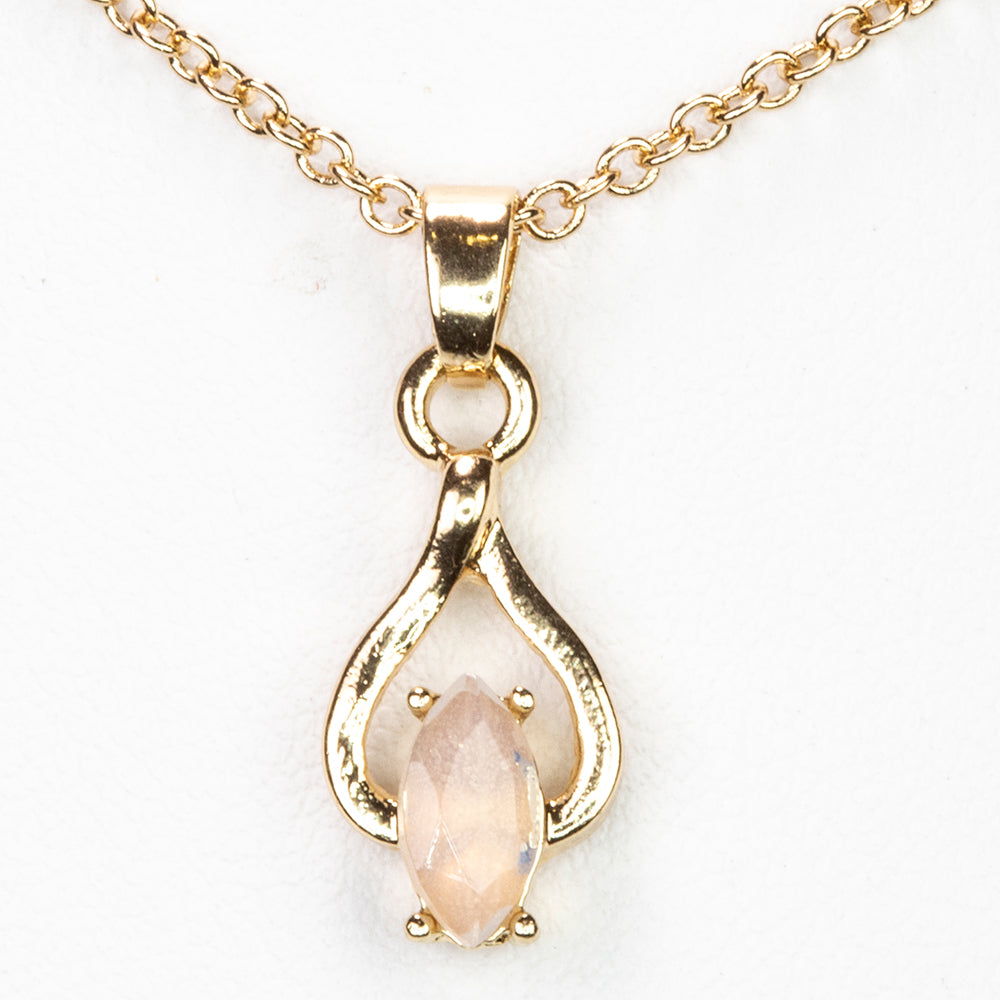 Colier din Aliaj Placat cu Aur ( 5 grame ) cu Opal Etiopian Lega Dembi și Cristal Alb Emporia® 0.37 Carate ( Colier+Pandantiv ) 1 