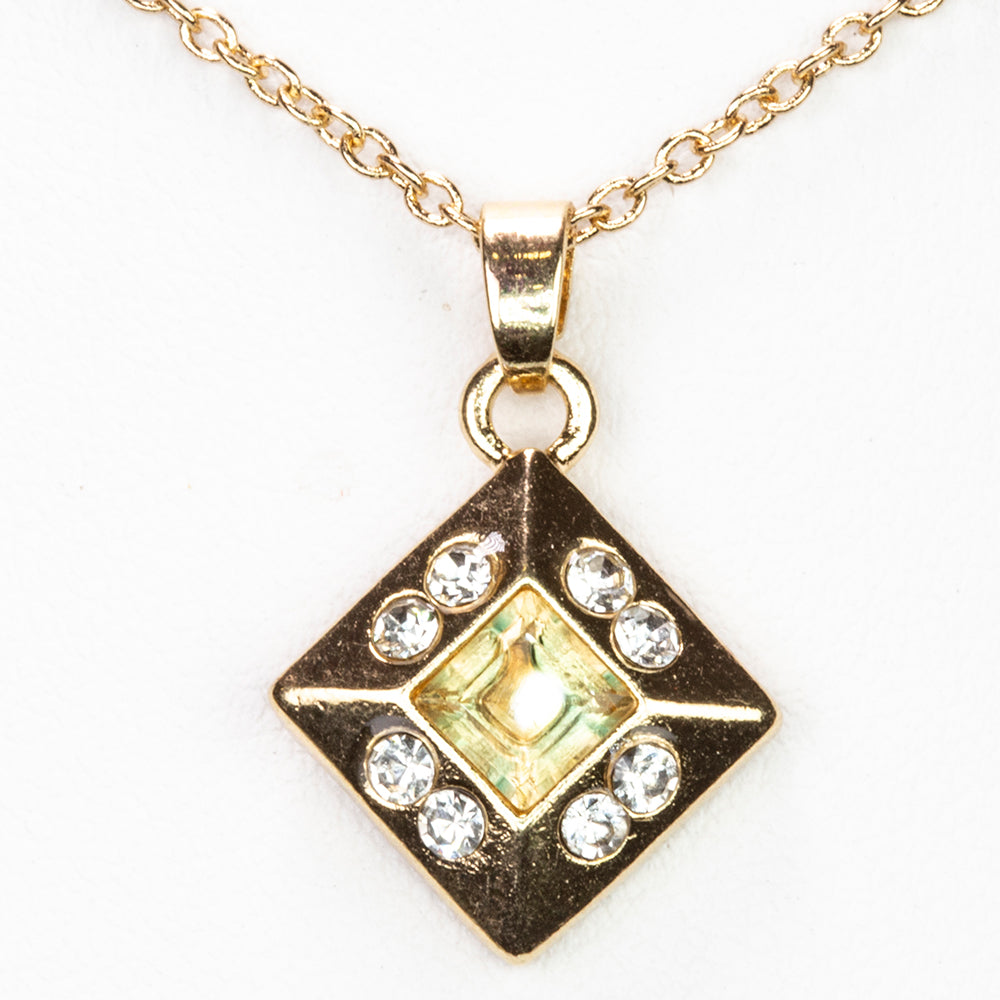 Colier din Aliaj Placat cu Aur ( 5 grame ) cu Citrin și Cristal Alb Emporia® 0.65 Carate ( Colier+Pandantiv ) 1 