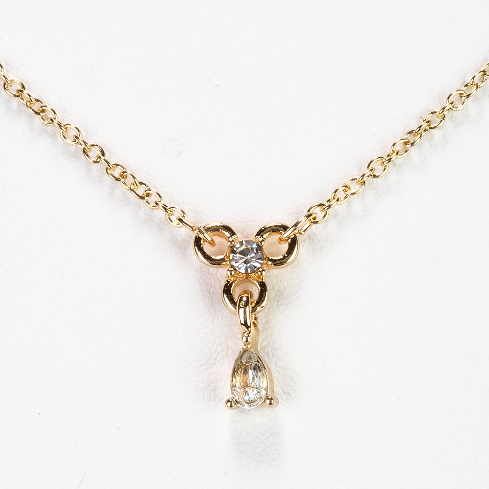 Colier din Aliaj Placat cu Aur ( 5 grame ) cu Topaz Albastru ca Cerul și Cristal Alb Emporia® 0.27 Carate ( Colier+Pandantiv ) 1 