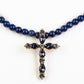 Cruce Colier din Aliaj Placat cu Aur ( 11.25 grame ) cu Lapis Lazuli și Cristal Albastru Emporia® 29.64 Carate ( Colier+Pandantiv )