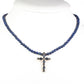 Cruce Colier din Aliaj Placat cu Aur ( 11.25 grame ) cu Lapis Lazuli și Cristal Albastru Emporia® 29.64 Carate ( Colier+Pandantiv )