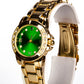 Ceas din Aliaj Placat cu Aur ( 67 grame ) cu Smarald și Cristal Alb Emporia® 2.96 Carate ( Colier+Cercei+Pandantiv )