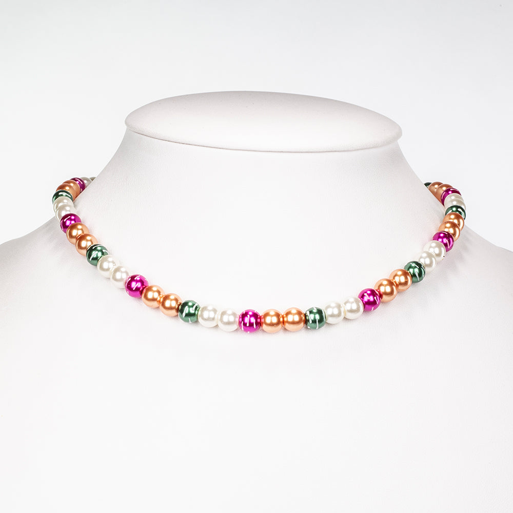 Set din Aliaj Placat cu Aur ( 65 grame ) cu Perlă de cristal 322 Carate ( Colier+Cercei+Brățară )