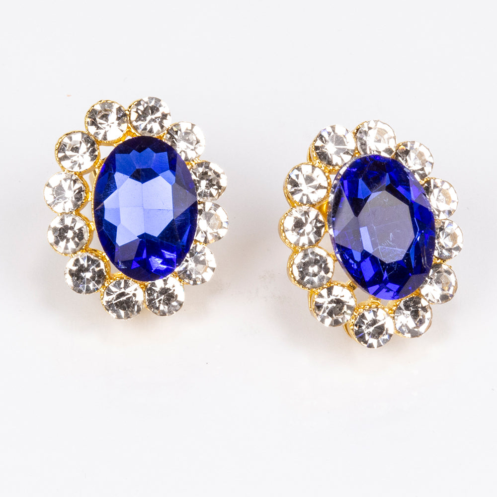 Set din Aliaj Placat cu Aur ( 20 grame ) cu Cristal Albastru Emporia® și Cristal Alb Emporia® ( Colier+Cercei ) 3 