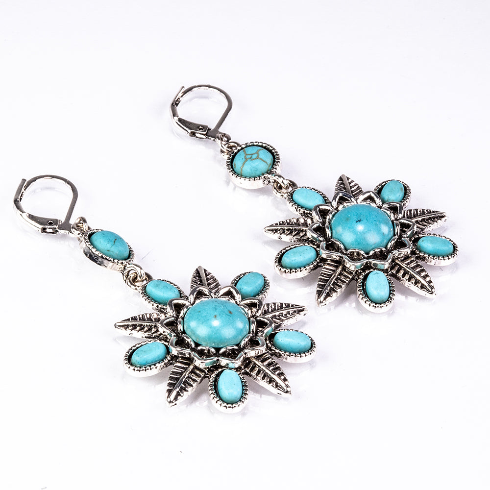 Set din Aliaj Placat cu Aur ( 17 grame ) cu Turcoaz 215.32 Carate ( Colier+Cercei ) 2 