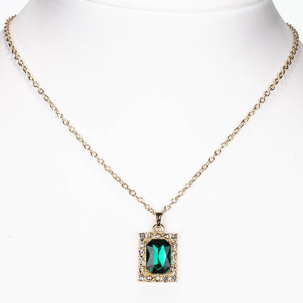 Ceas din Aliaj Placat cu Aur ( 57 grame ) cu Cristal Verde Emporia® și Cristal Alb Emporia® 12 Carate ( Colier+Cercei+Pandantiv ) 4 