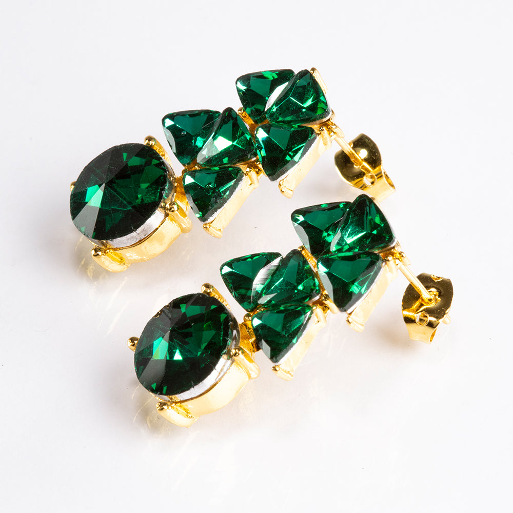 Set din Aliaj Placat cu Aur ( 15 grame ) cu Cristal Verde Emporia® 31.22 Carate ( Colier+Cercei ) 3 