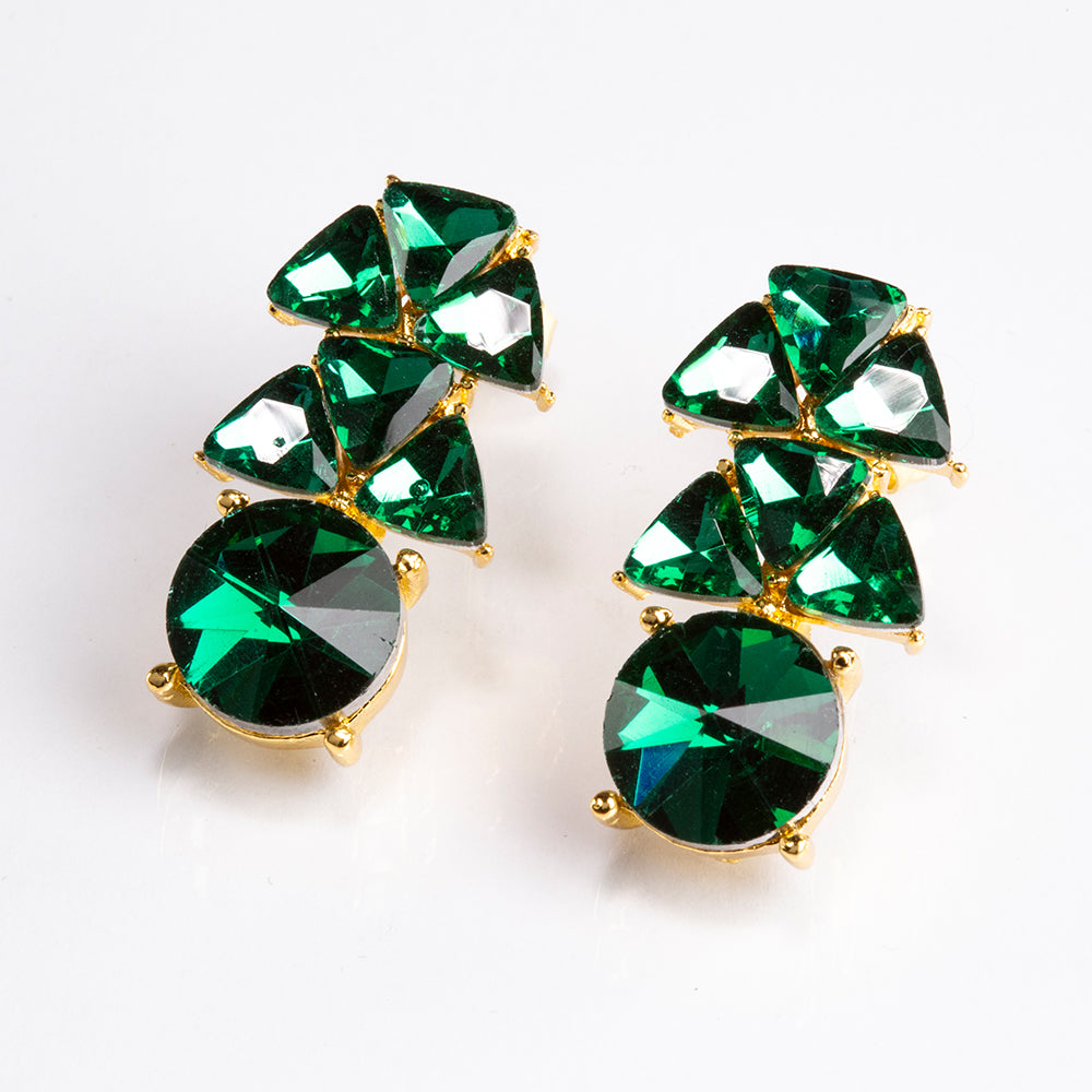 Set din Aliaj Placat cu Aur ( 15 grame ) cu Cristal Verde Emporia® 31.22 Carate ( Colier+Cercei ) 5 