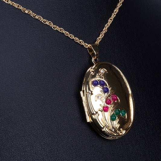 Colier din Aliaj Placat cu Aur ( 22 grame ) cu Rubin și Safir 0.44 Carate