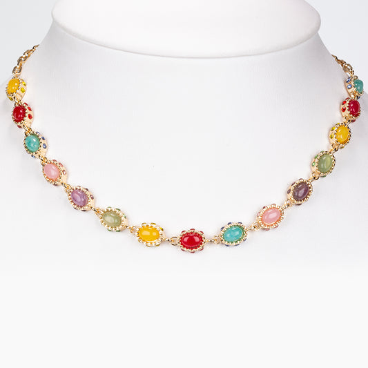 Colier din Aliaj Placat cu Aur ( 17 grame ) cu Agat Roșu și Ametist 12.23 Carate