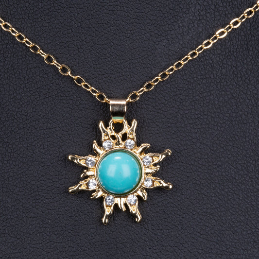 Colier din Aliaj Placat cu Aur ( 4 grame ) cu Turcoaz 1.82 Carate