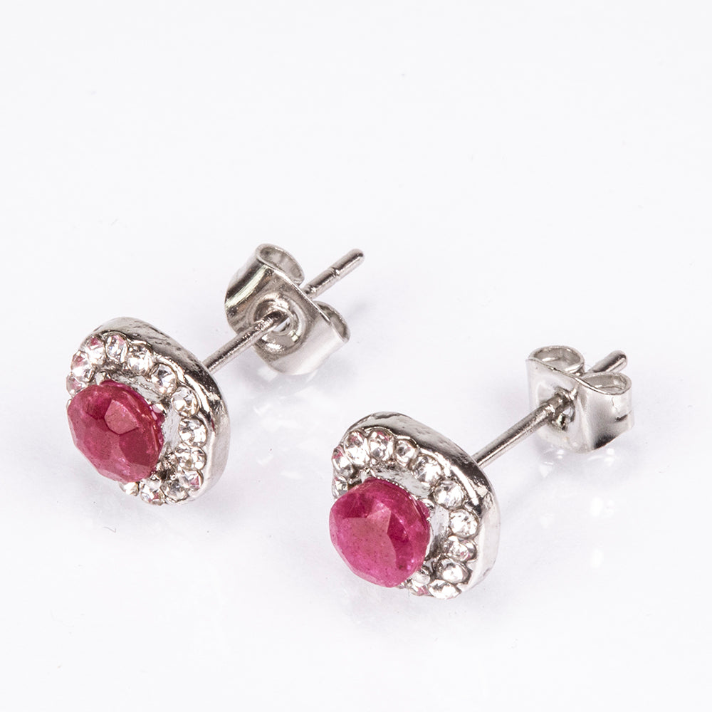 Set din Aliaj Placat cu Aur ( 4.5 grame ) cu Rubin și Cristal Alb Emporia® 2.77 Carate ( Colier+Cercei+Pandantiv )