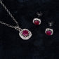 Set din Aliaj Placat cu Aur ( 4.5 grame ) cu Rubin și Cristal Alb Emporia® 2.77 Carate ( Colier+Cercei+Pandantiv )