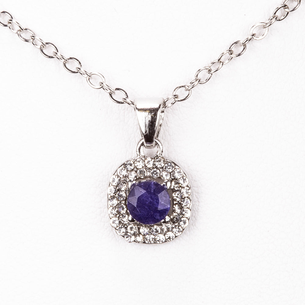Set din Aliaj Placat cu Aur ( 4.5 grame ) cu Safir și Cristal Alb Emporia® 2.77 Carate ( Colier+Cercei+Pandantiv ) 3 
