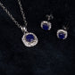 Set din Aliaj Placat cu Aur ( 4.5 grame ) cu Safir și Cristal Alb Emporia® 2.77 Carate ( Colier+Cercei+Pandantiv )