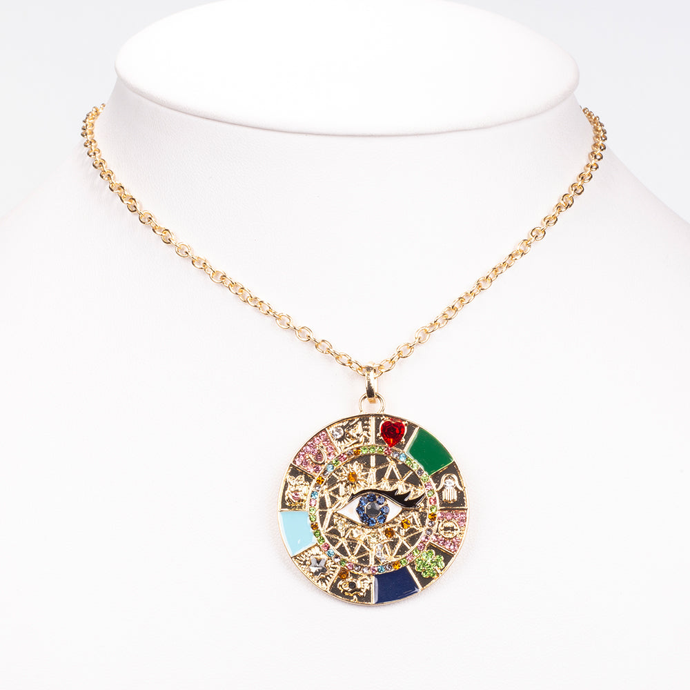 Colier din Aliaj Placat cu Aur ( 23.4 grame ) cu Safir și Cristal Alb Emporia® 2.53 Carate 2 
