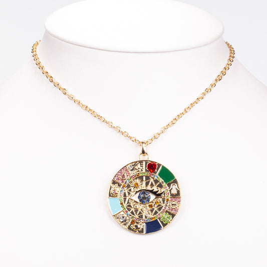 Colier din Aliaj Placat cu Aur ( 23.4 grame ) cu Safir și Cristal Alb Emporia® 2.53 Carate